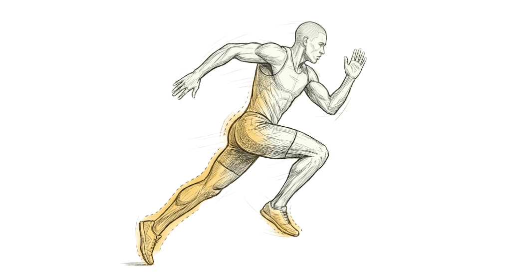 Anatomische Illustration — Sprinter in Bewegung